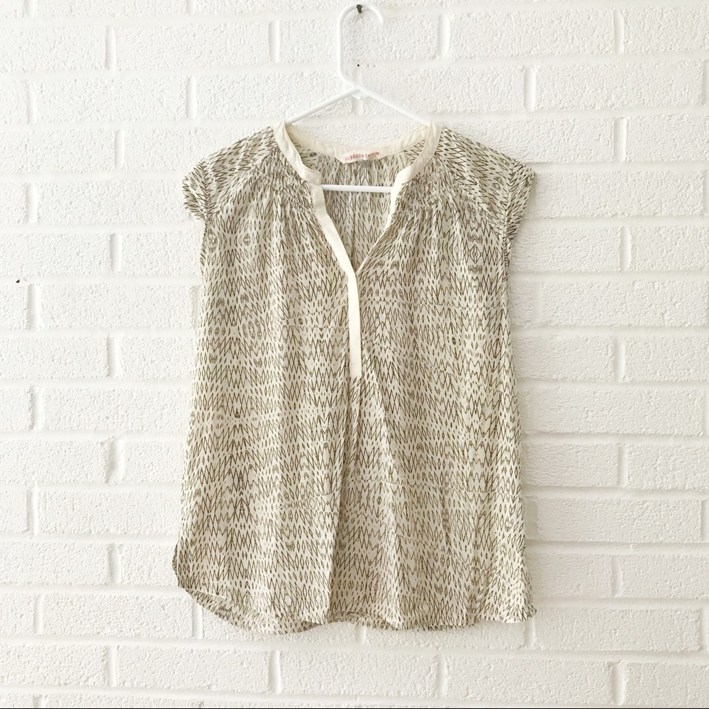 Rebecca Taylor Silk Boxy Square Print Top 0